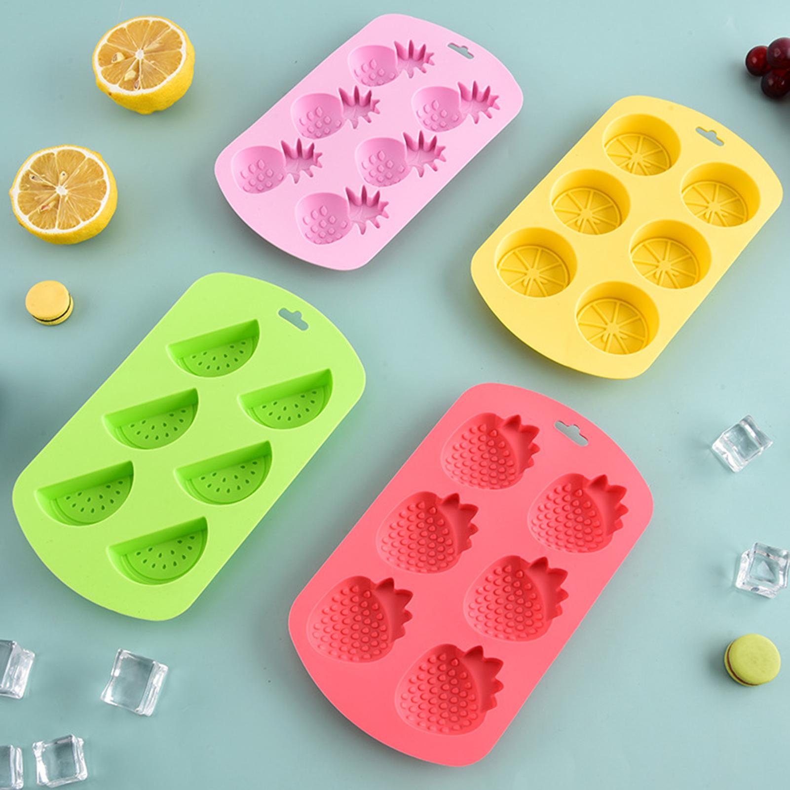 Gummy Candy - แม่พิมพ์ซิลิโคนรูปผลไม้ 6 ช่อง ไม่ติดกระทะ ใช้ซ้ำได้ สำหรับทำขนม