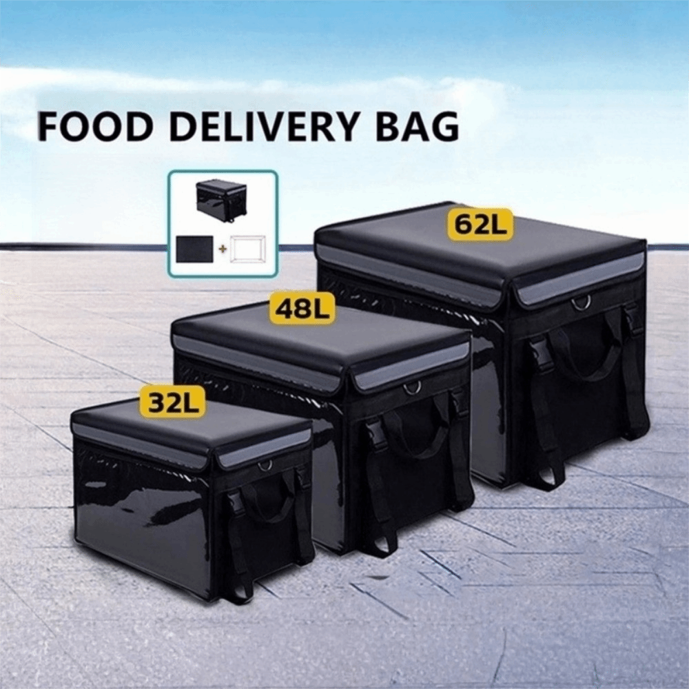 Food Snacks Delivery - กระเป๋าส่งอาหารกันน้ำ ผ้าอ็อกซ์ฟอร์ด บุฟอยล์อลูมิเนียม กระเป๋าเก็บอุณหภูมิ 32L/48L/62L กระเป๋าเก็บความร้อน