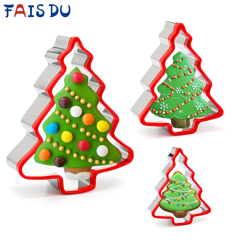 Cookies Pack - ชุดแม่พิมพ์คุกกี้รูปต้นคริสต์มาส FAIS DU 3 ชิ้น ทำจากสแตนเลส